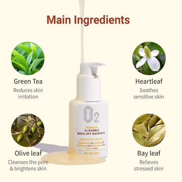 BE THE SKIN Heartleaf O2 Bubble Wash Off Mask Pack 4.23 oz / 120 g | - Picture 2 of 7